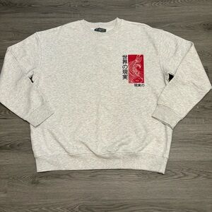 Primark Light Gray Crewneck Sweater with Red Graphic Size 2XL